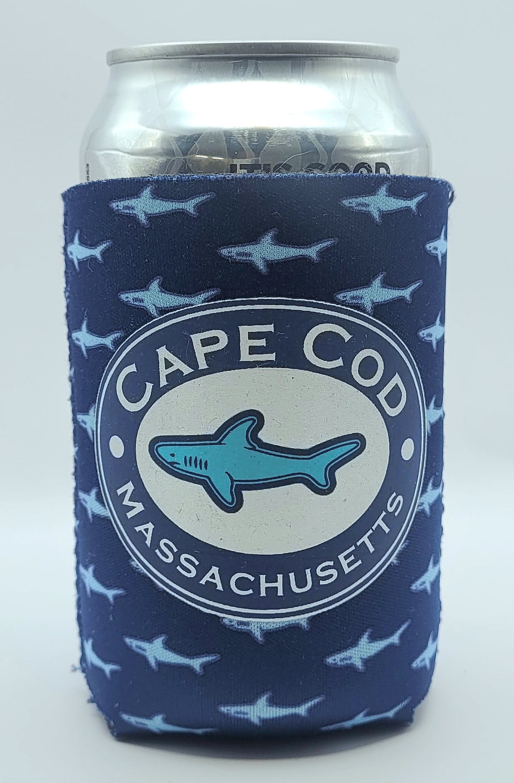 Navy with Sharks Can Koozie – Popponesset Beach Company