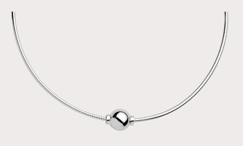 Single Silver Ball Necklace - 18