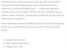 Load image into Gallery viewer, TRUE OCEAN Body Spray - Coastal Scent - Pocket Size
