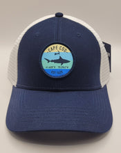 Load image into Gallery viewer, Adult Cape Cod Shark &amp; Coordinates Circle Trucker Hat
