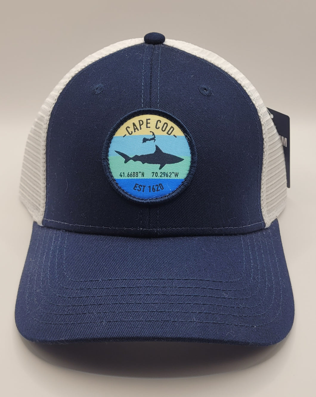 Adult Cape Cod Shark & Coordinates Circle Trucker Hat