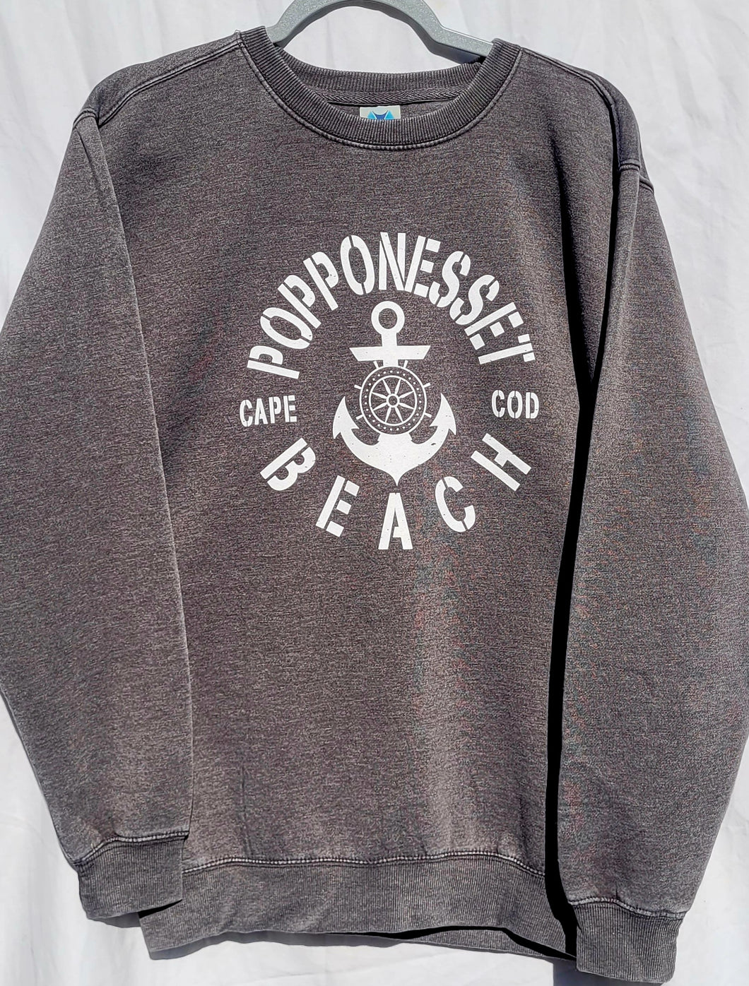 Burnout Crew Neck Sweatshirt with Anchor