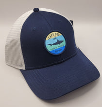 Load image into Gallery viewer, Adult Cape Cod Shark &amp; Coordinates Circle Trucker Hat
